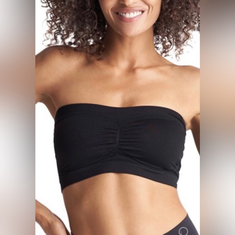 Yummie Wire Free Strapless Bra Bandeau Removable Pads Comfort Wide Black L / XL